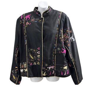 Anage Black and Pink Asian embroidered jacket size XLARGE